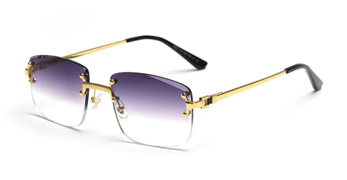 Luxury Gold Rimless Square Sunglasses